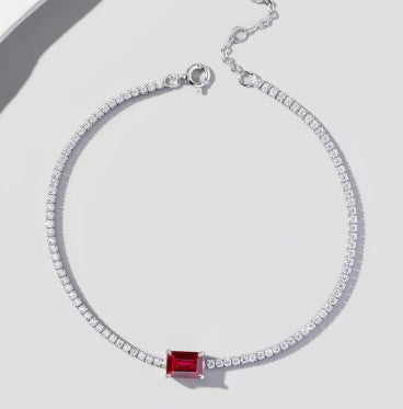 S925 Sterling Silver Lab-Grown Gemstone Geometric Bracelet