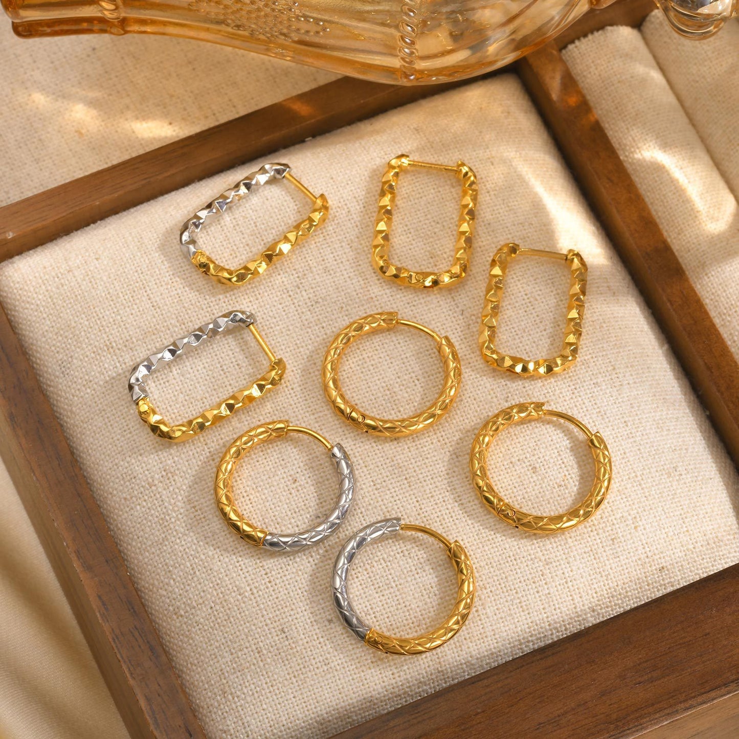 Jewelry Stainless Steel Geometric Rhombus Earrings Gold Ladies