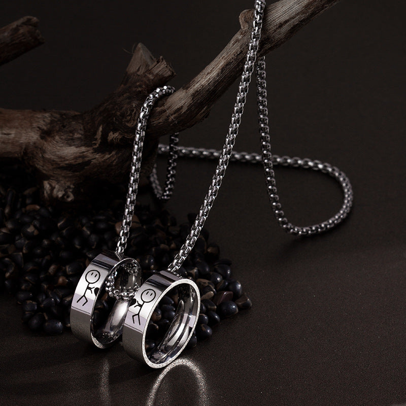 Stainless Steel Stickman Love Necklace for Men