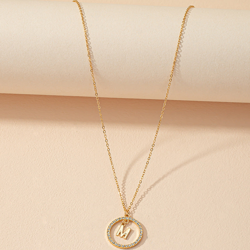 Cross-Border Design Sense Letter Necklace with European Charm