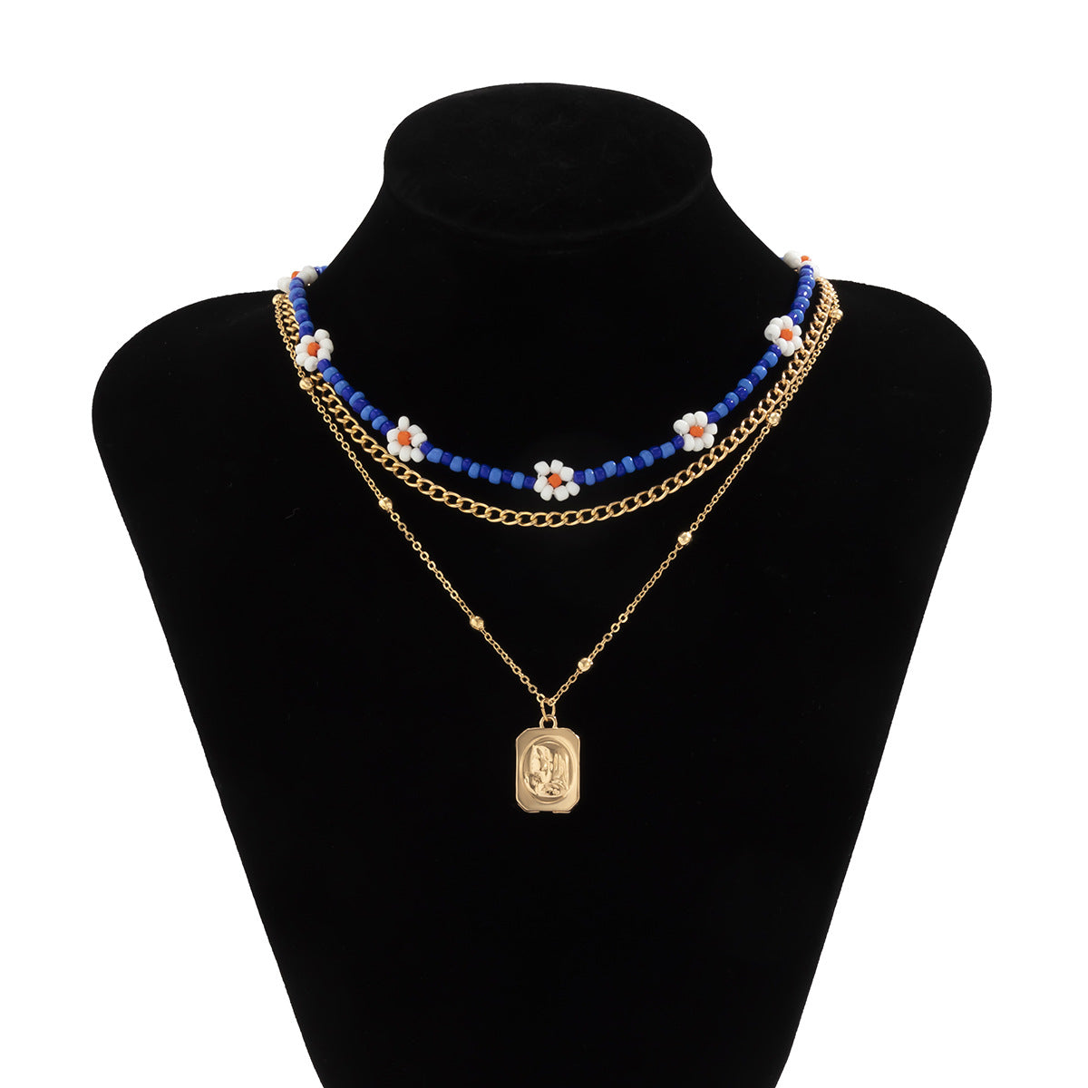 Planderful Vienna Verve Necklace Daisy Mix Portrait Retro Bead Chain For Women Statement Jewelry