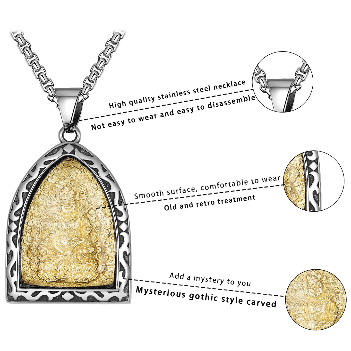 Steel Necklace – Elegant Guardian Amulet Pendant