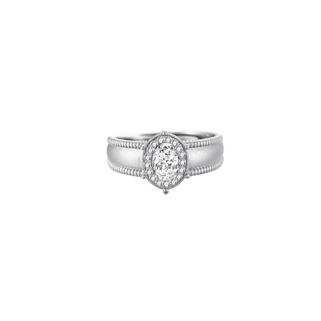 Planderful S925 Sterling Silver Zircon Ring For Women Adjustable Brushed Retro Luxury