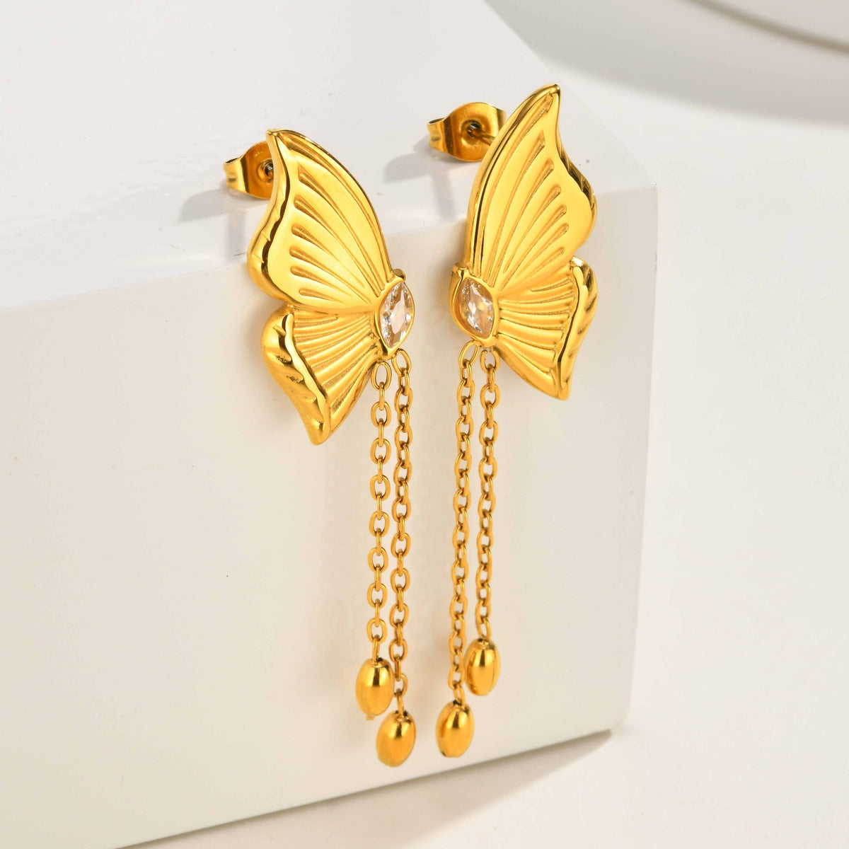 Stainless Steel Zircon Earrings