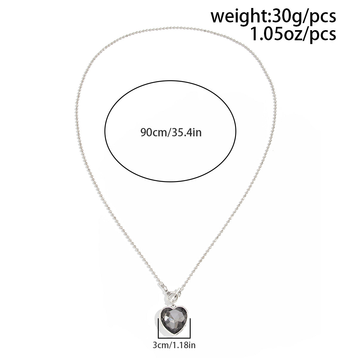 Crystal-Style Heart & Square Pendant Necklace