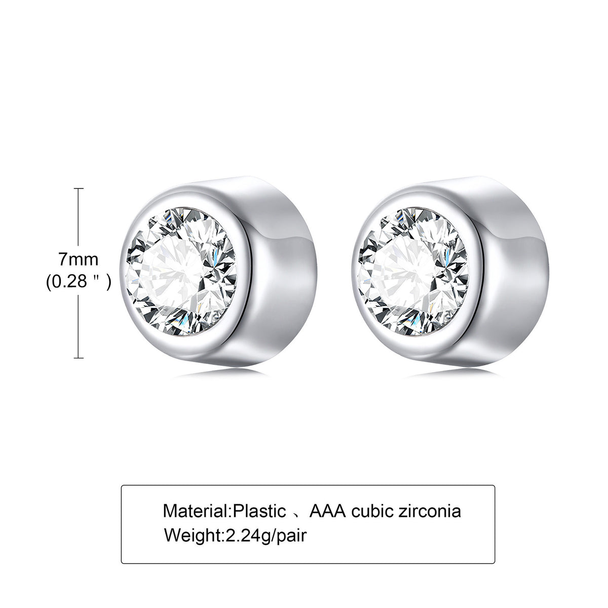 Zircon Single Stud Earring — Clear or Black