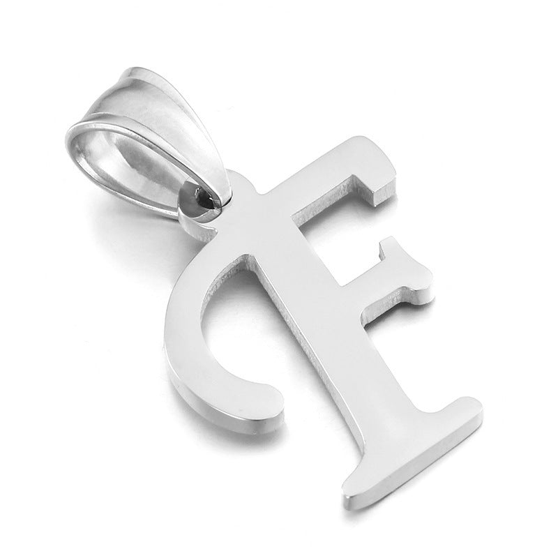 Men's And Women's Letter Pendants, Stainless Steel Glossy 26-Letter Titanium Steel Necklace
