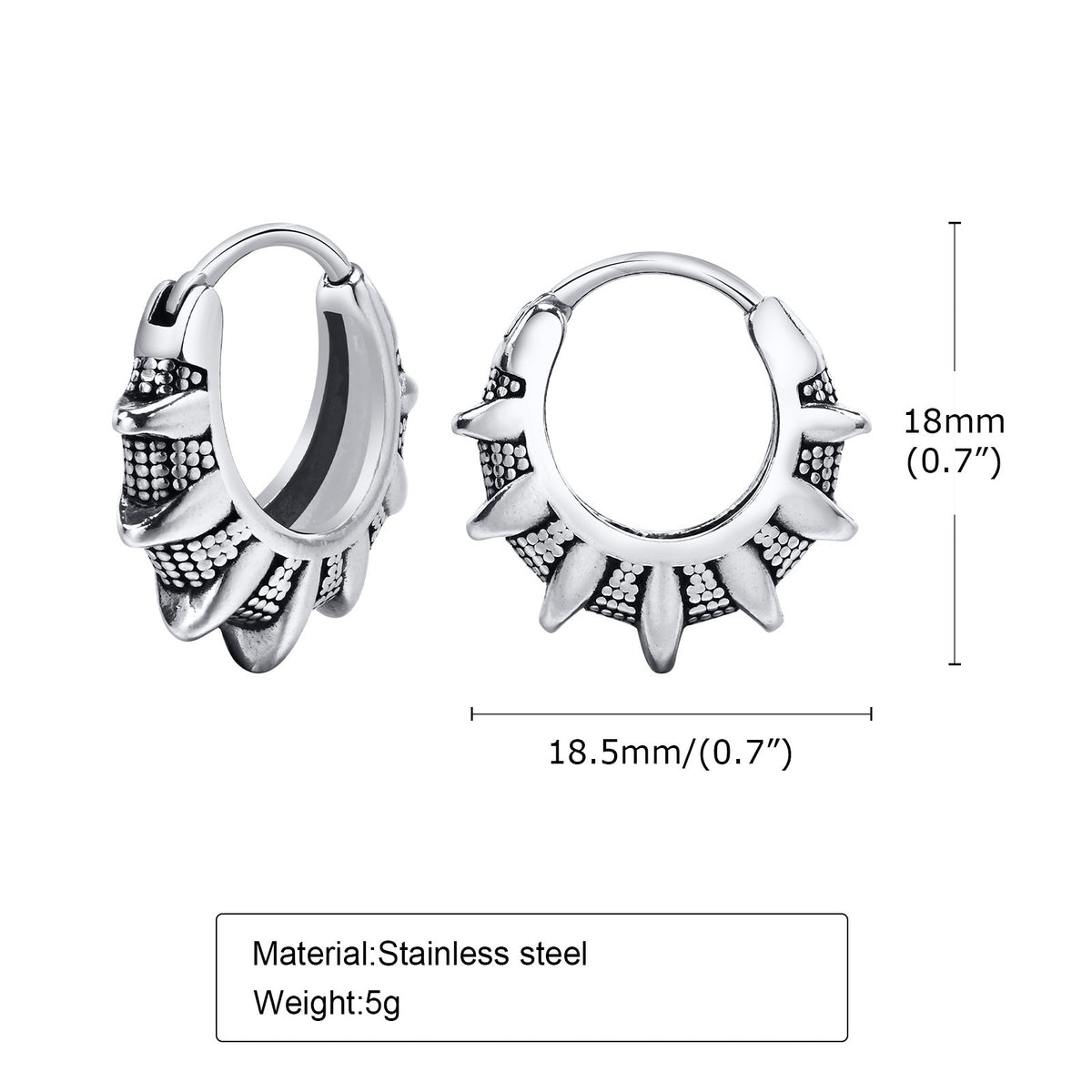 Antique Silver Tribal Sunburst Hoop Earrings