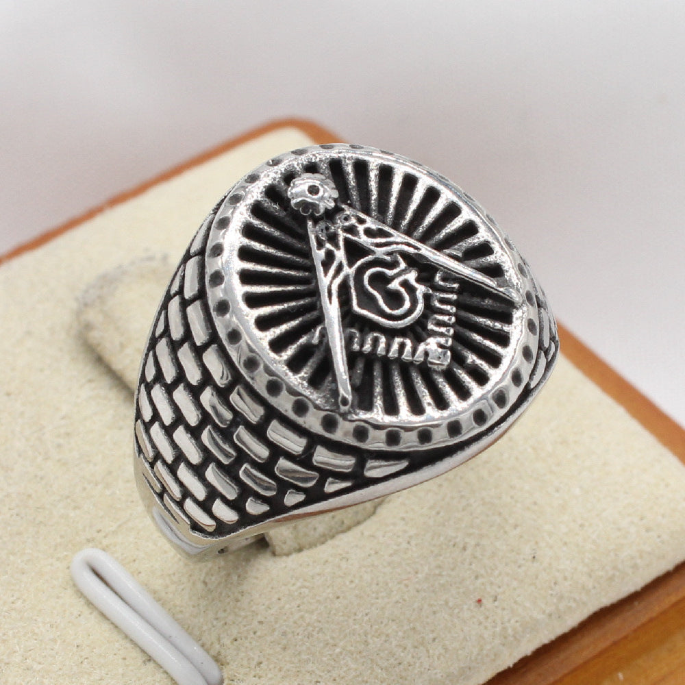 Planderful Masonic Ring For Men Titanium Steel Retro Freemasonry Jewelry Unisex Protection Statement