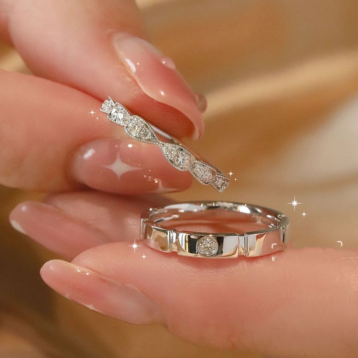 Sterling Silver Sugar Cube Ring For Her Planderful Everyday Genie Adjustable Zircon Luxury Wedding Band