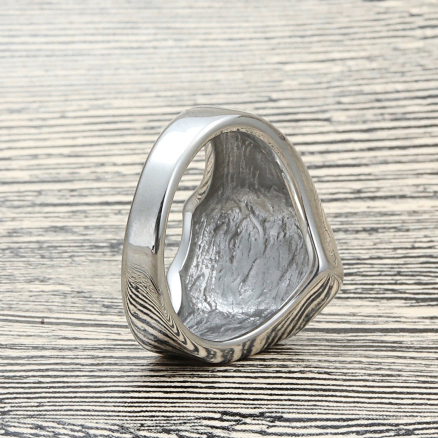 Titanium Steel Floral Totem Ring for Men - Retro Punk Style Stainless Steel Jewelry