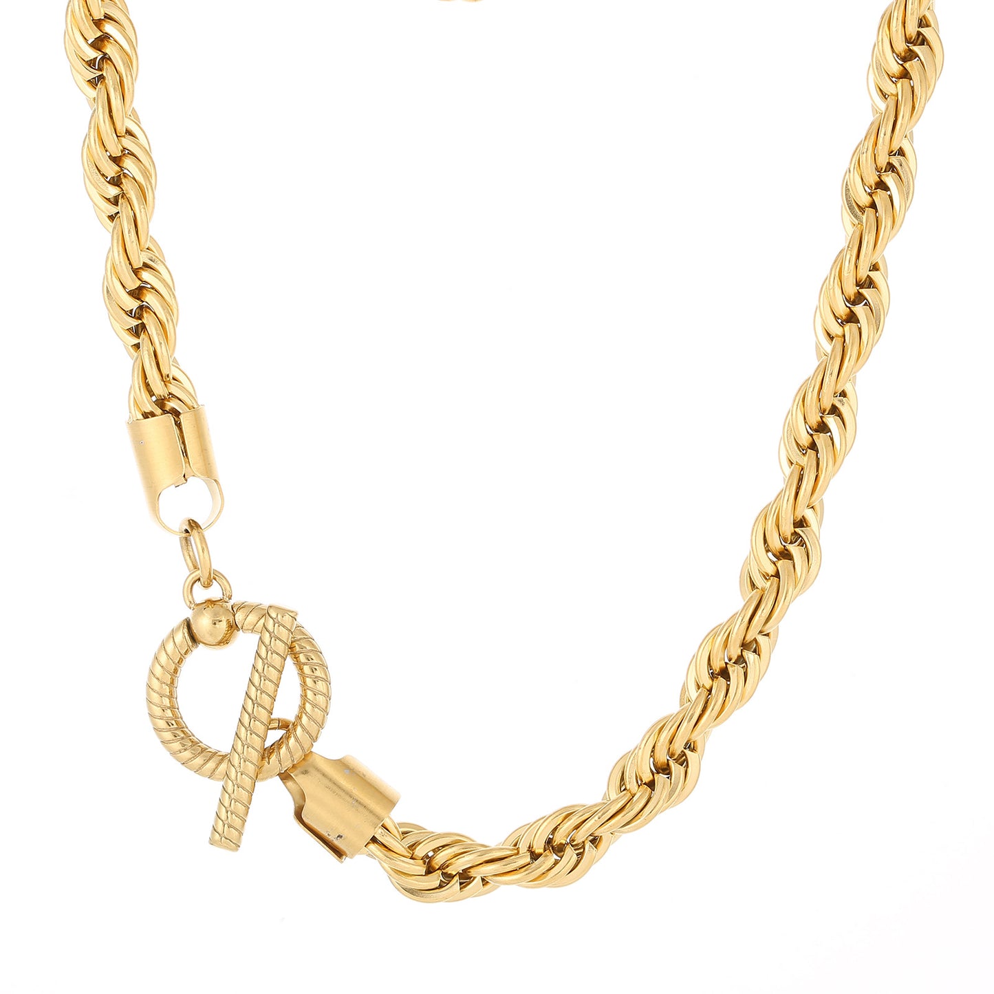 Custom Hip Hop Twill Skull Button Chain Necklace for Men - Stainless Steel Twist Design