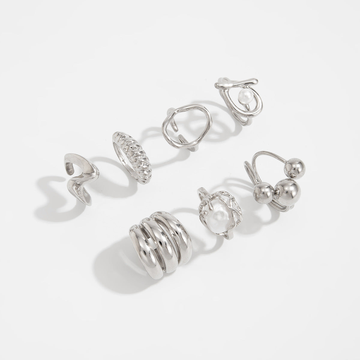 Planderful Vienna Verve Baroque Pearl Ring Geometric Stacking Statement Jewelry For Women