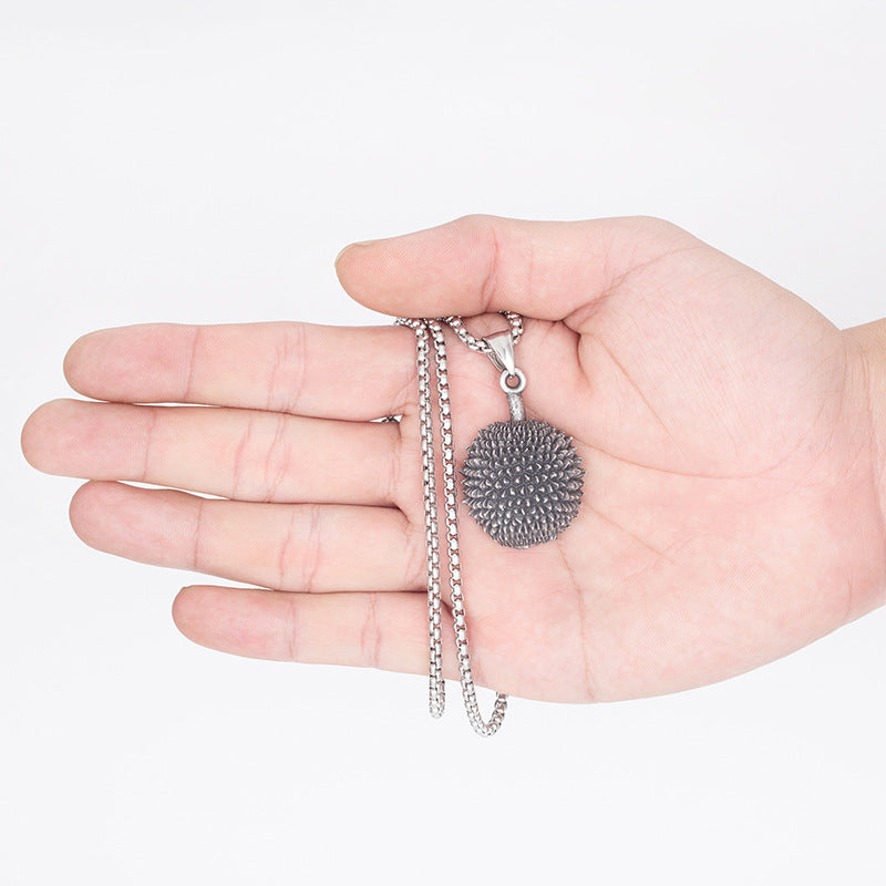 Steel Necklace – Vintage Durian Pendant