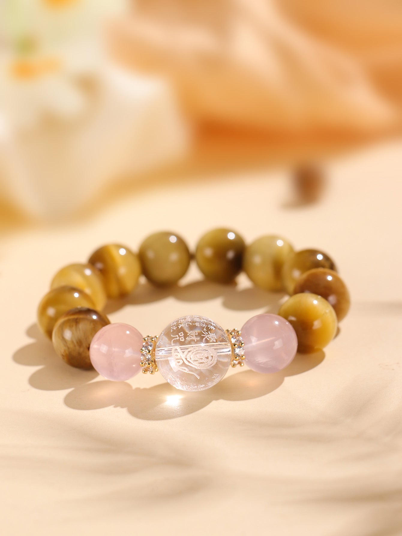Planderful Fortune's Favor Bracelet – Stunning Golden Tiger Eye and Crystal Design