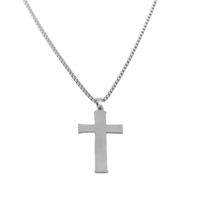 Men's Personalized Retro Titanium Steel Cross Pendant Necklace - Trendy Stainless Steel Design