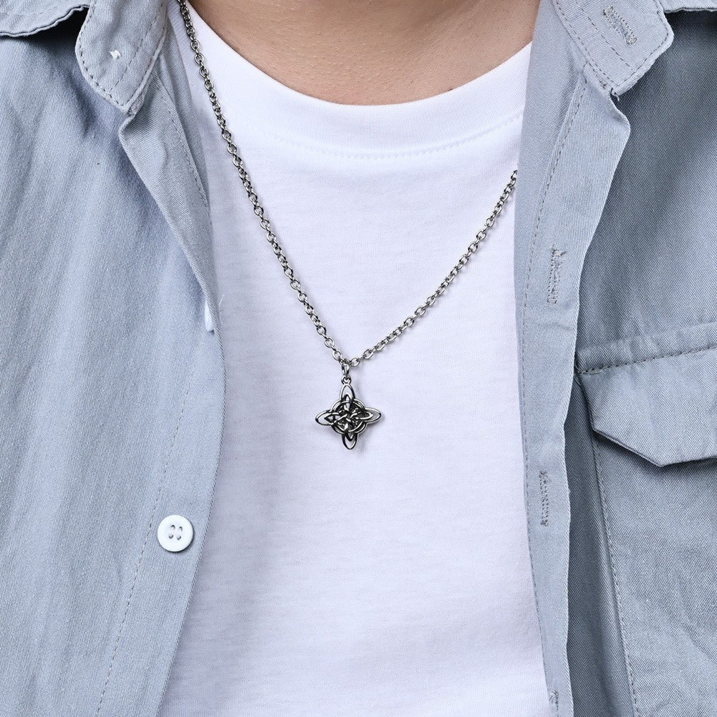 Planderful Celtic Eternal Knot Necklace Nordic Design Stainless Steel Pendant for Heritage Jewelry Lovers