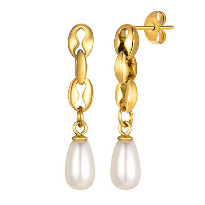Stainless Steel Pearl Earrings