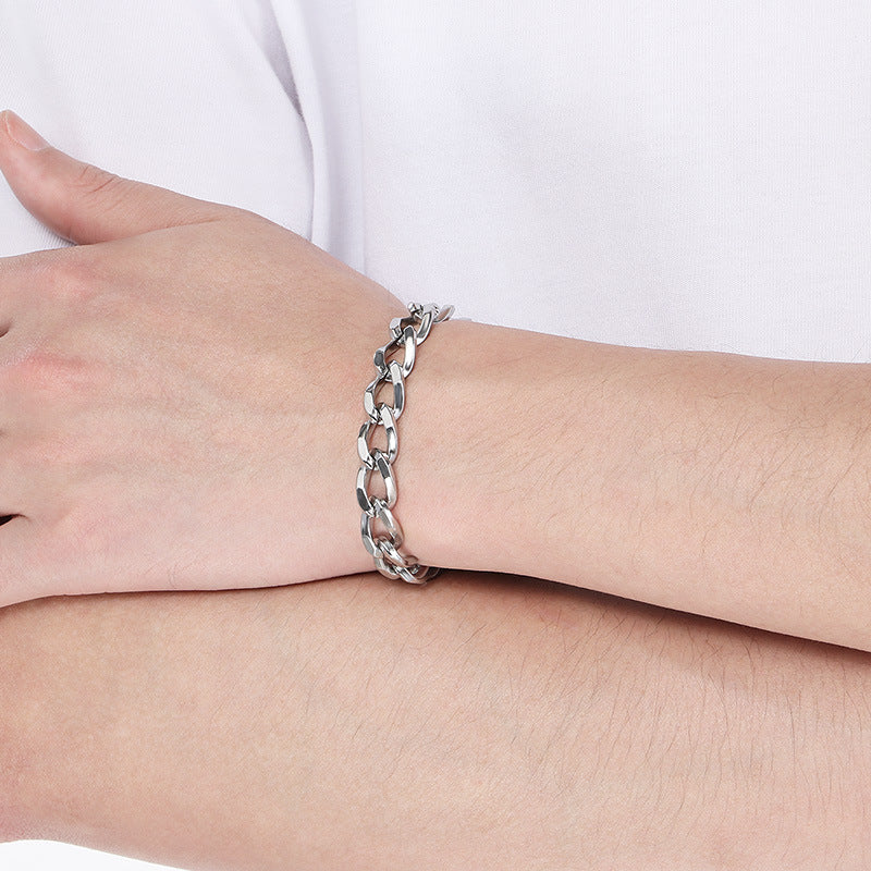 Planderful Unisex Titanium Cuban Bracelet 18K Gold Plated