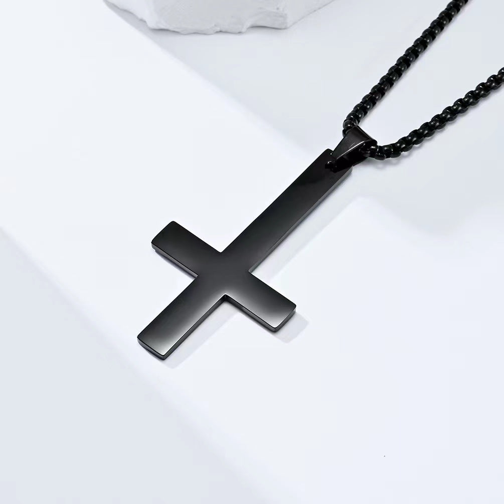 Inverted Cross Necklace For Men Titanium Steel By Planderful Everyday Genie Sleek Durable Versatile Gift