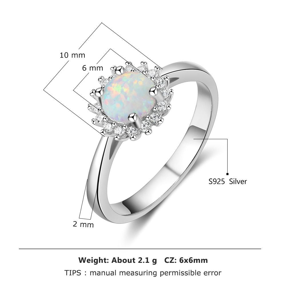 Planderful Jewelry Opal Sterling Silver Ring for Everyday Elegance in European and American Style