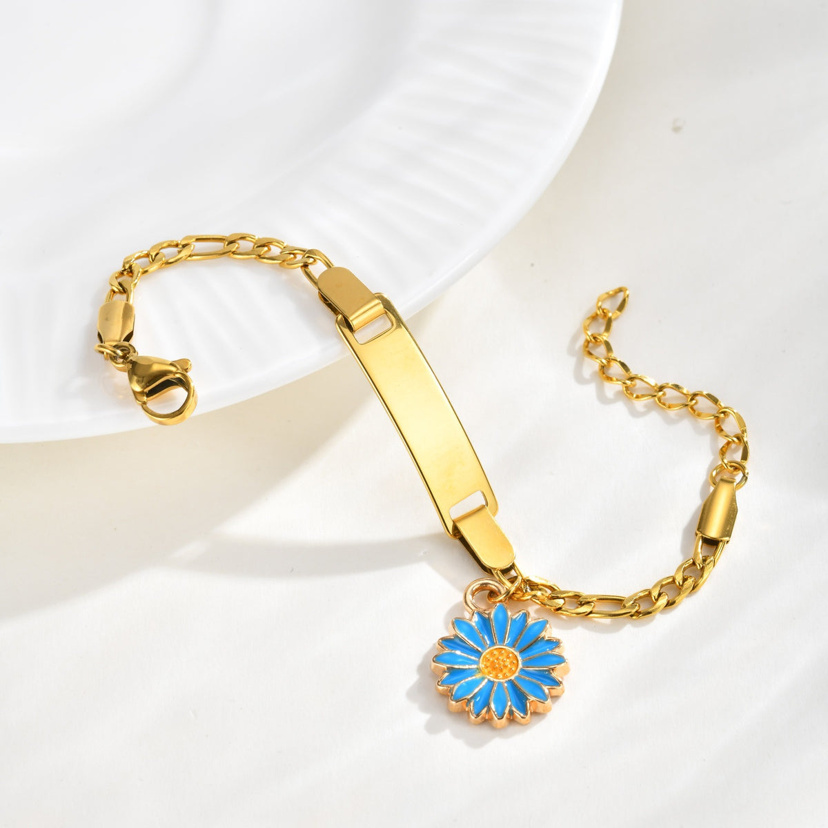 Engravable Sunflower Stainless Steel Bracelet