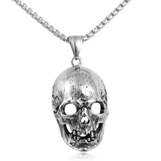 European And American Stainless Steel Skull Pendant Punk Necklace