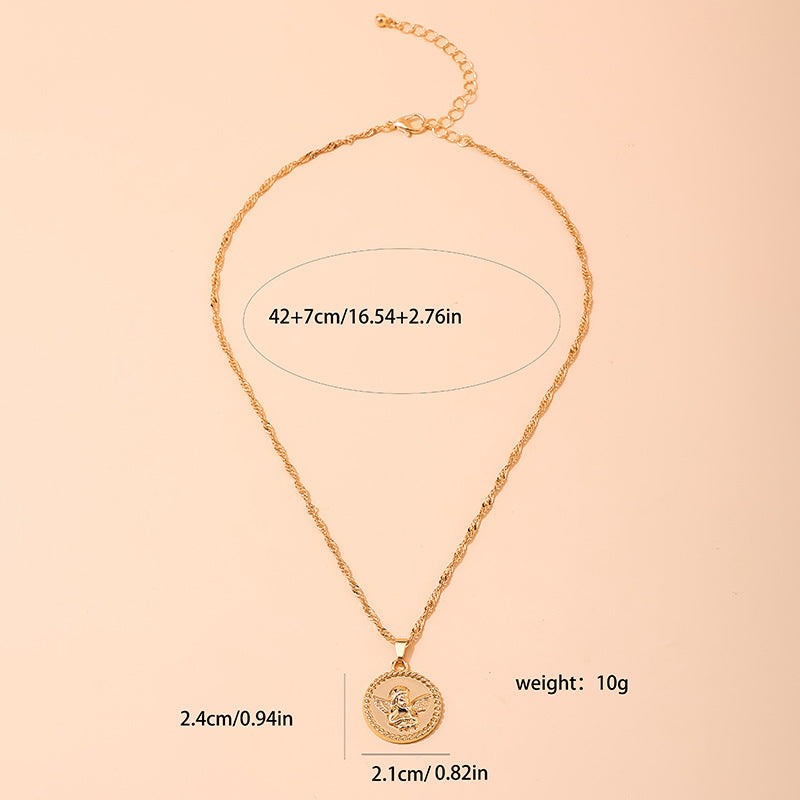 French Angel Lady Necklace - Vintage Style Jewelry Pendant