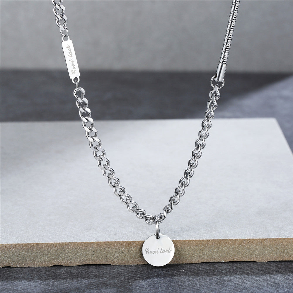 Planderful Titanium Steel Necklace Personalized Unisex Short Clavicle Chain With Protection Statement