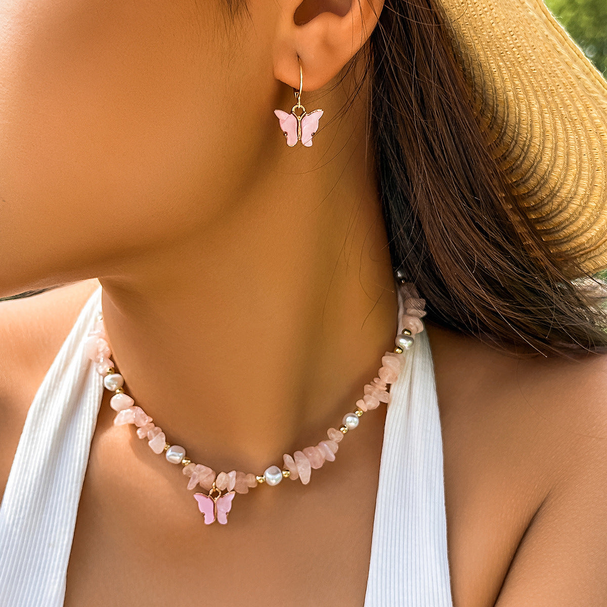 Vibrant Butterfly Necklace from Planderful Collection's Vienna Verve Line in Summer Holiday Style.