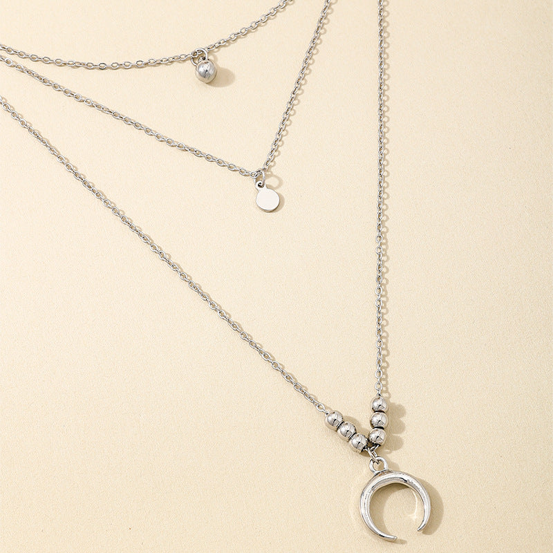 Planderful Vienna Verve Necklace – Stylish Three-Layer Fringed Crescent Moon Design