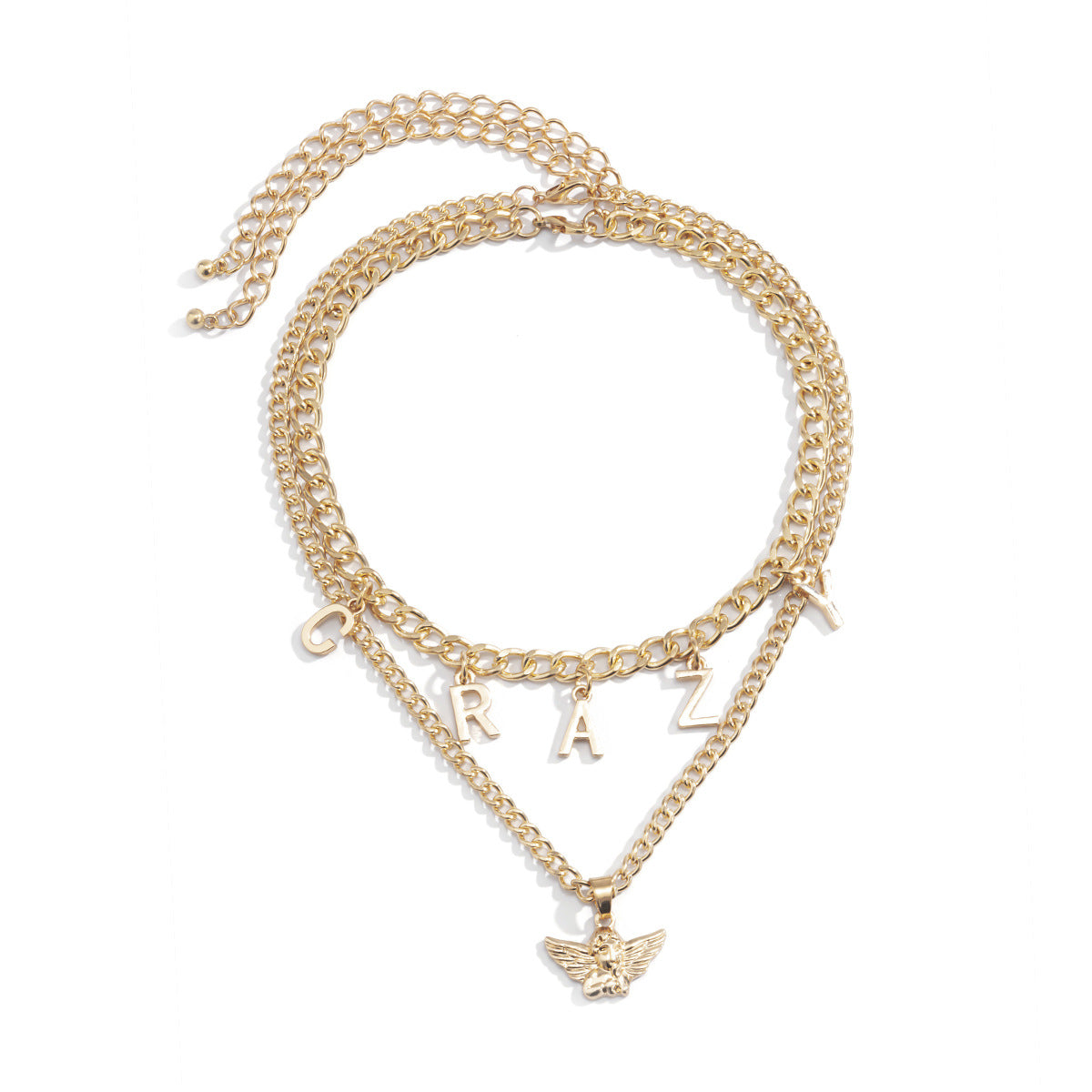 Planderful Vienna Verve Letter Tassel Necklace For Women - Retro Collarbone Chain Hip Hop Angel Style Statement Jewelry