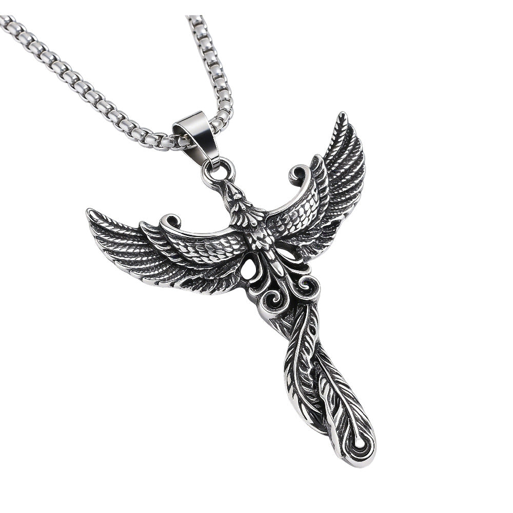 Personalized Retro Phoenix Titanium Steel Pendant With Protection Statement For Unisex Style By Planderful Now
