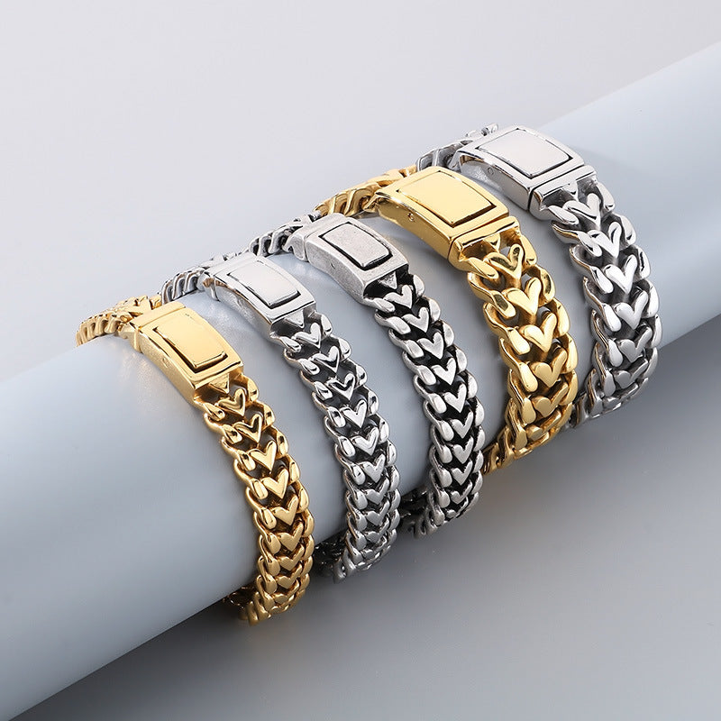 Planderful Titanium Woven Heart Unisex Bracelet For Him Her