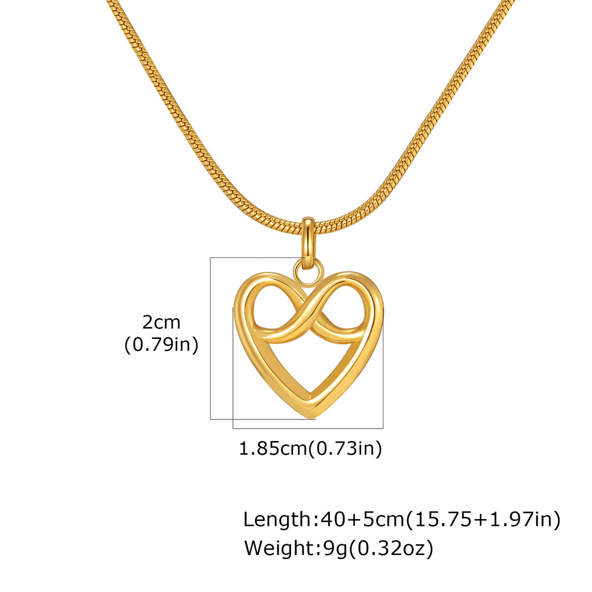 Stainless Steel Women's Collarbone Chain Hollow Heart-Shaped Infinite Pendant Necklace