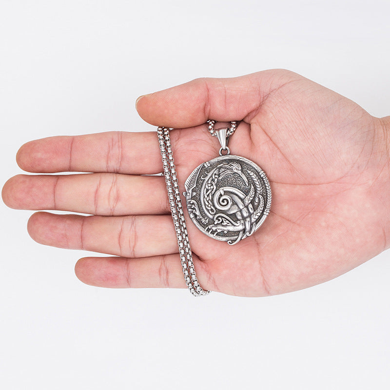 Steel Necklace - Vintage Norse Mythology Crow