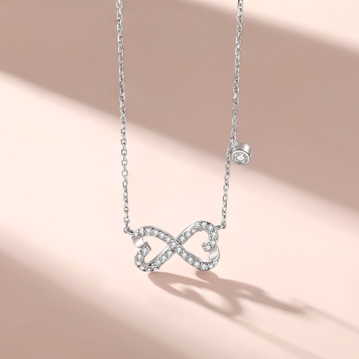 Cross-Border 925 Sterling Silver Double-Ring Bow Necklace