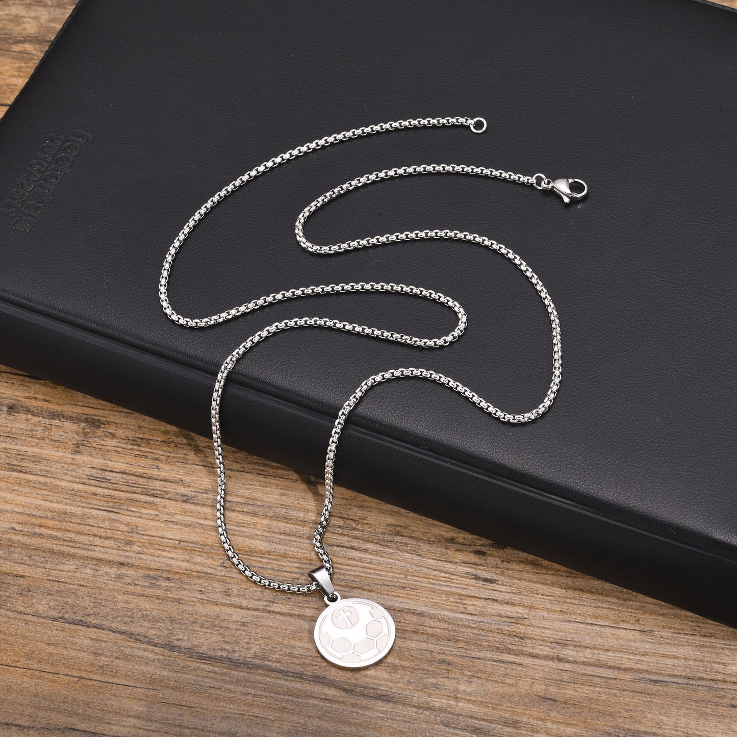 Stainless Steel Football Round Brand Pendant Necklace for Men