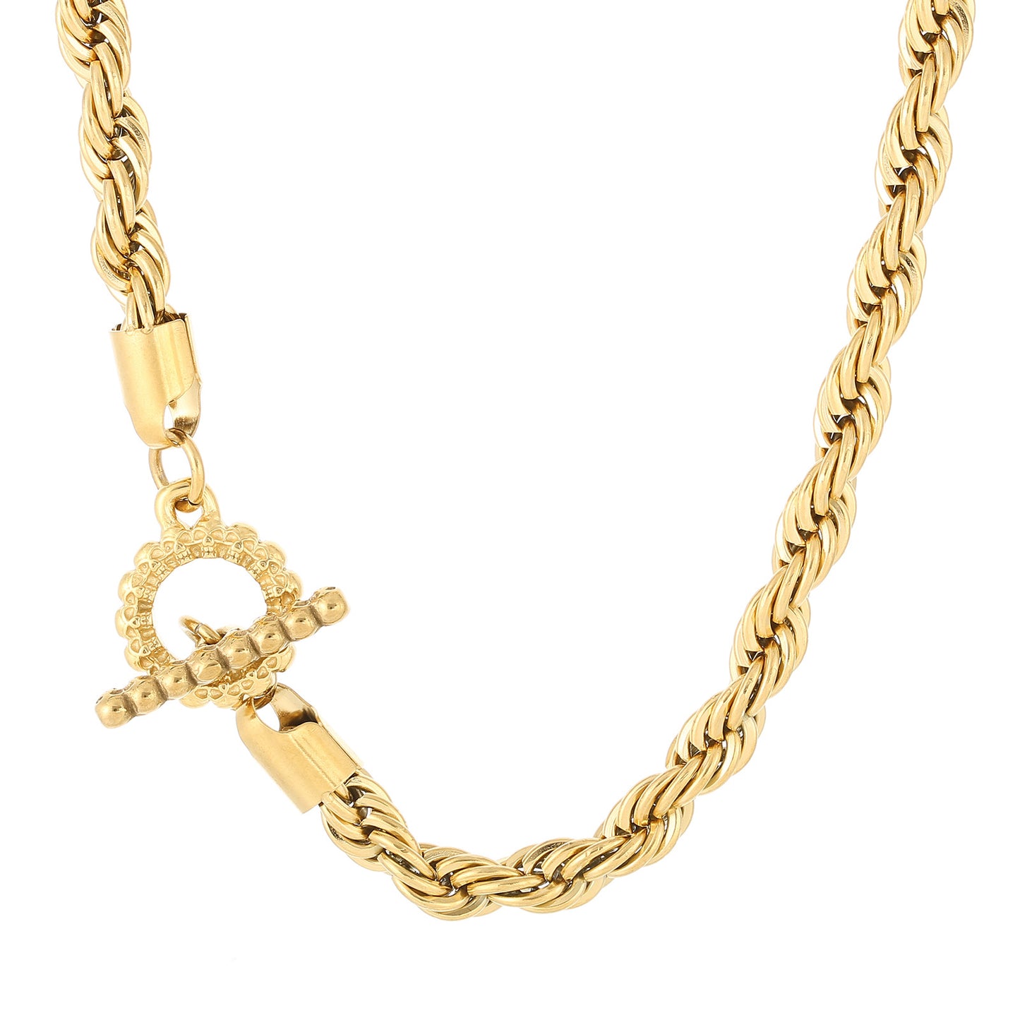 Custom Hip Hop Twill Skull Button Chain Necklace for Men - Stainless Steel Twist Design