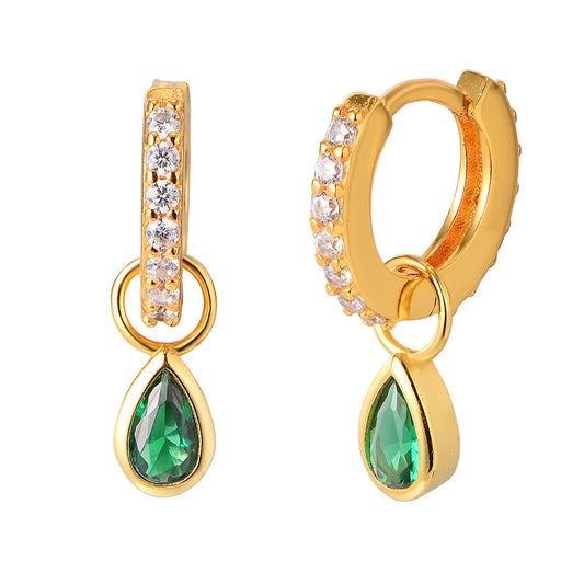 Planderful S925 Sterling Silver Geometric Luxurious Water Drop Zircon Earrings for Women