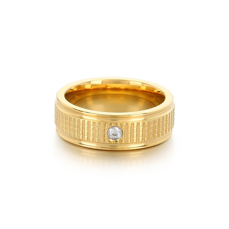 Supply Fashionable Rings, Hip-Hop Stainless Steel Zircon Plaid Men's Rings