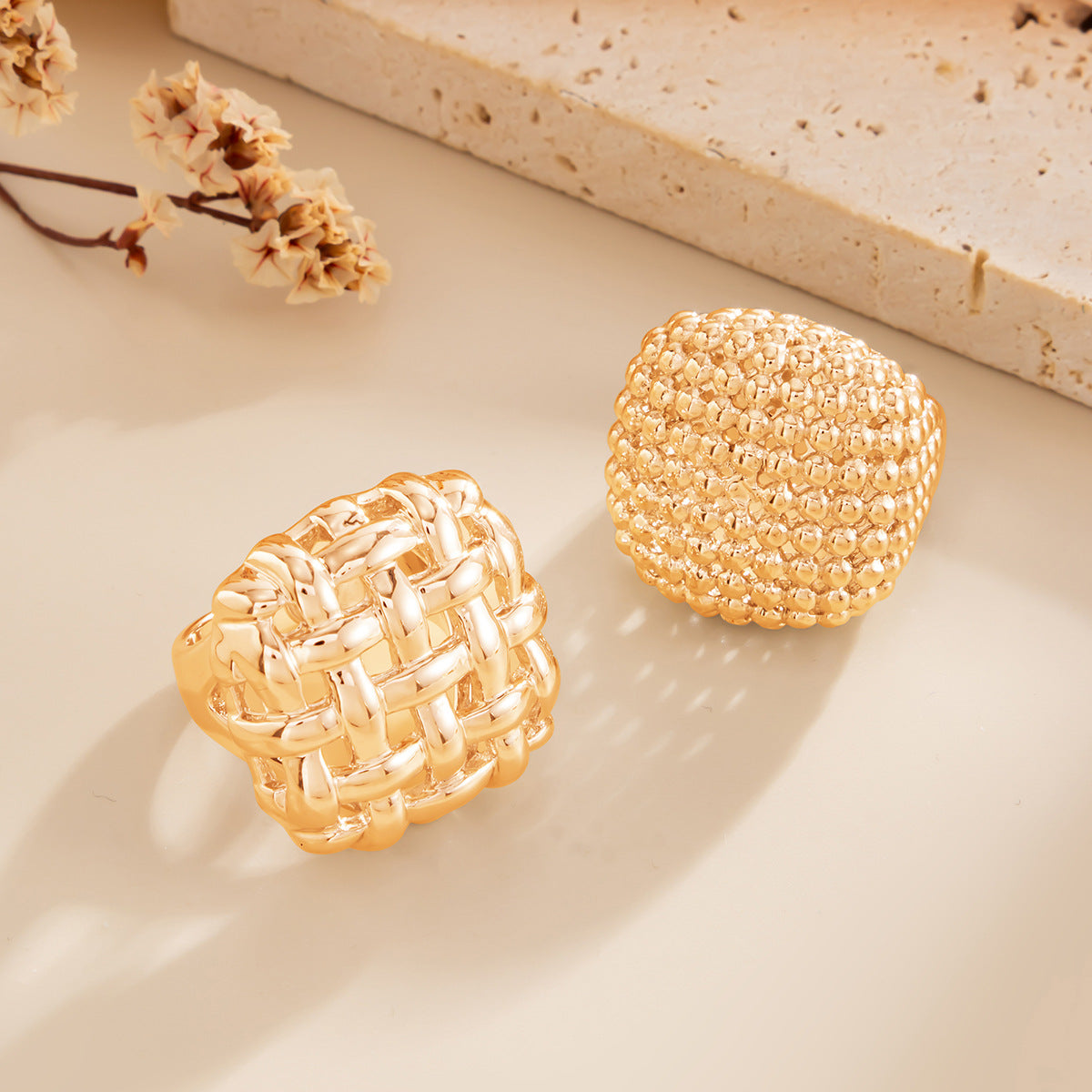 Planderful Statement Ring For Bold Fashion Lovers European Inspired Woven Mesh Alloy Design Vienna Verve