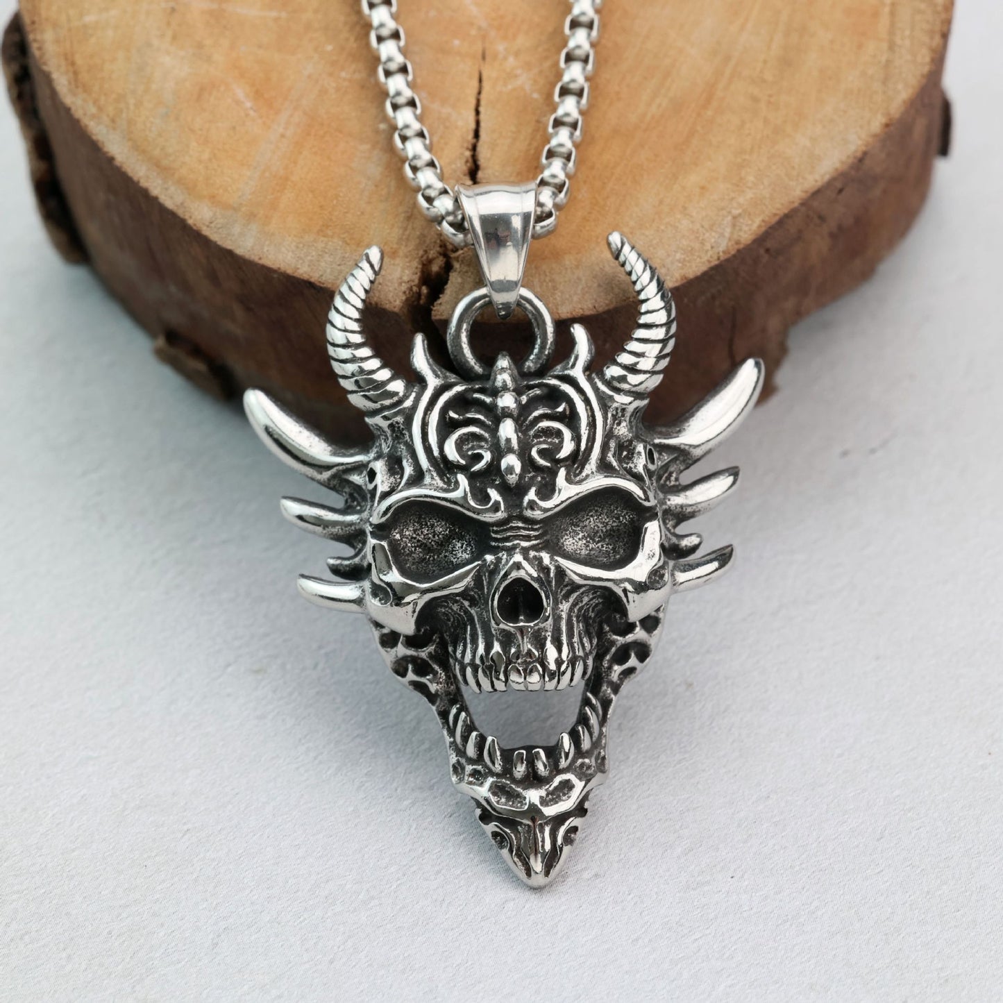 Planderful Skull Pendant for Men Stainless Steel Retro Punk