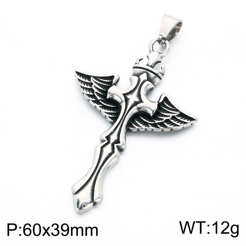 Primitive Tribe Moon Muse Totem Pendant Vintage Gothic Thorns Cross Element Stainless Steel Necklace