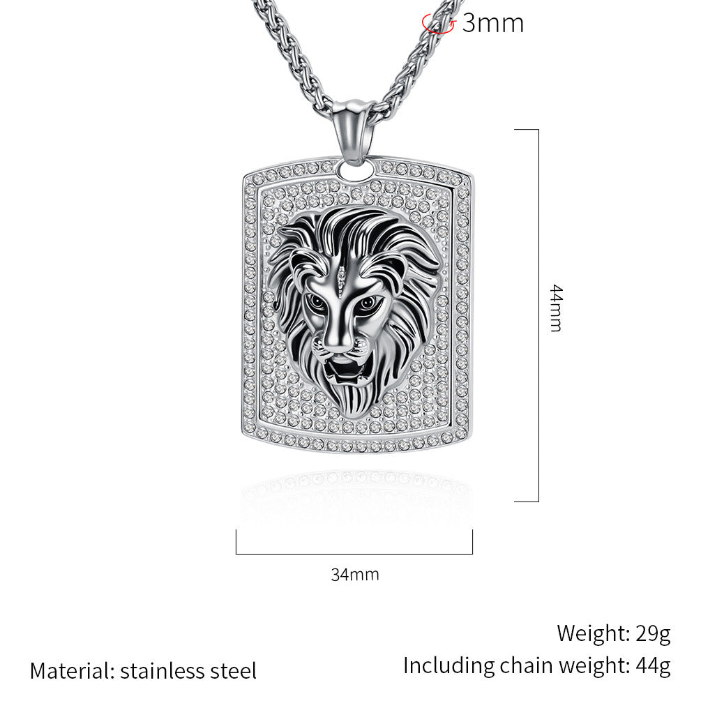 Steel Necklace – Statement Lion Head Pendant