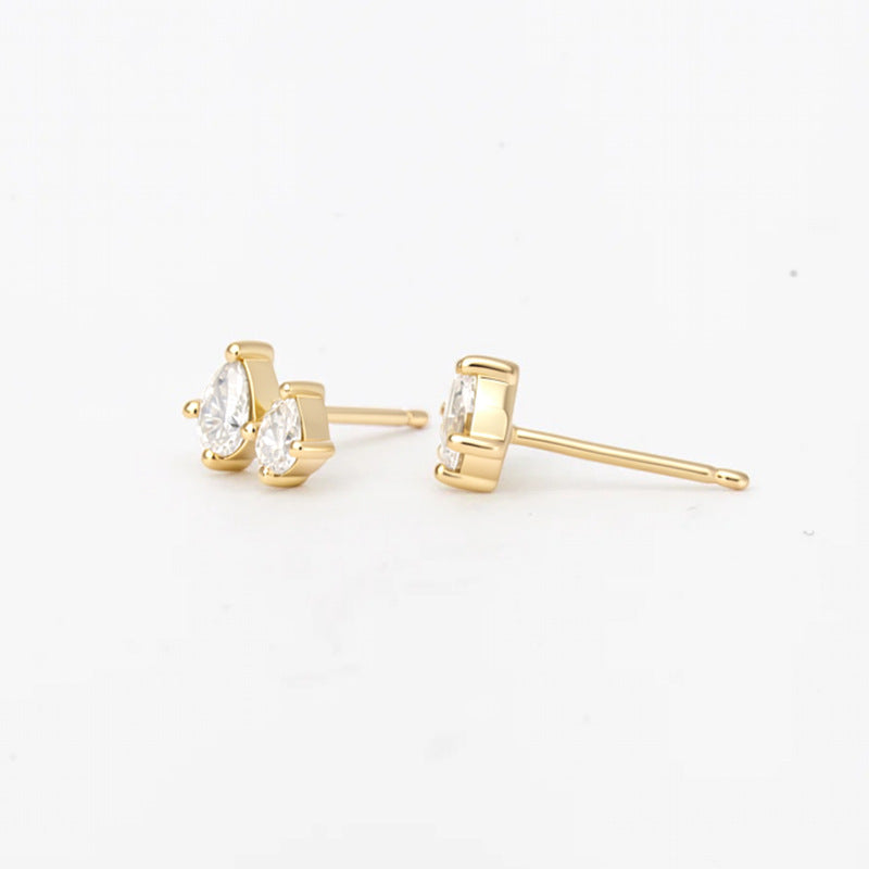 S925 Sterling Silver Water Drop Zircon Stud Earrings, Sense Commuter Zircon