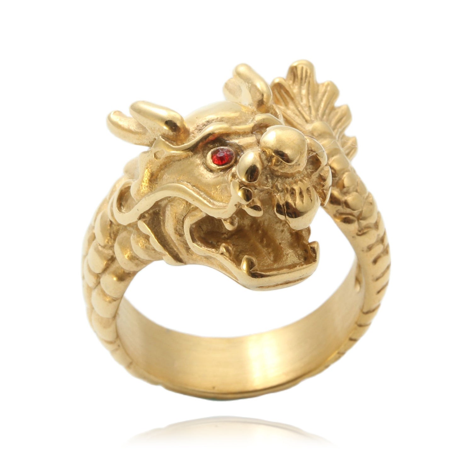 Punk-Inspired Titanium Steel Dragon Head Ring for Men - Retro Personality Jewelry