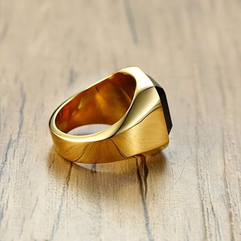 Planderful Titanium Steel Ring For Men With Imitation Gem