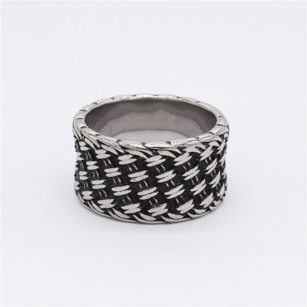 Retro Woven Knot Men's Titanium Ring