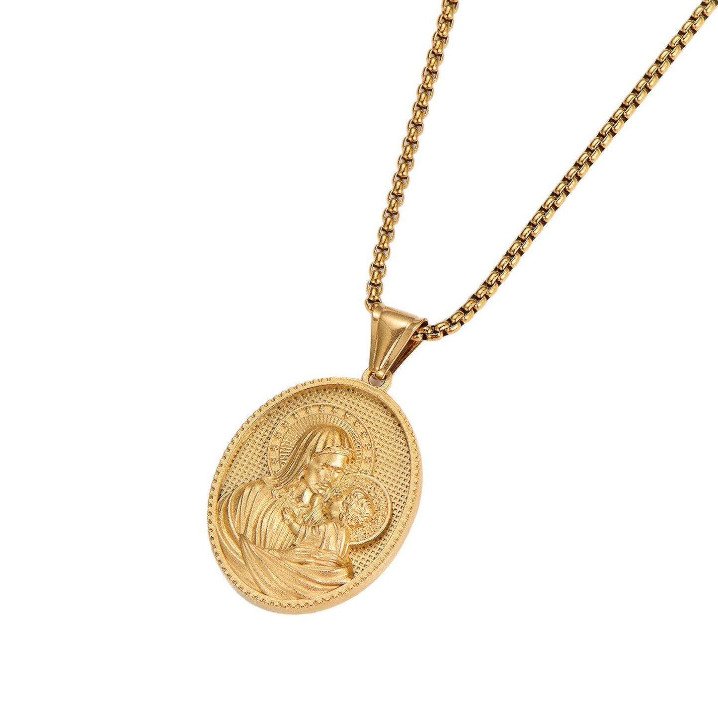 1. Pvanderful Virgin Mary Pendant Necklace Titanium Steel For Women European Retro Style Jewelry Gift